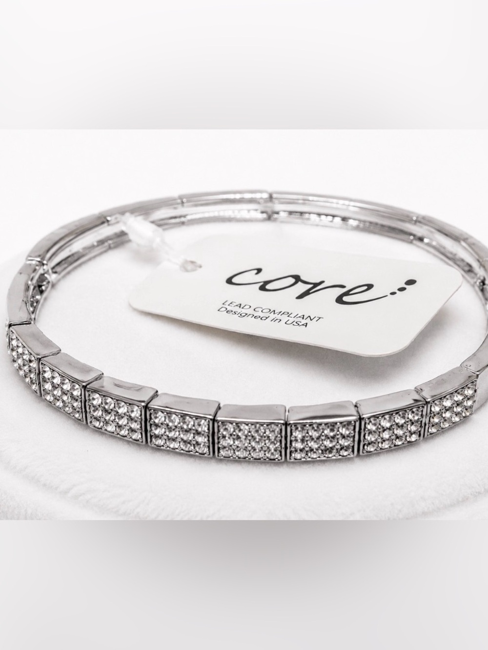 CORE Silver-Tone Crystal Oval Bracelet w/ Metal Clasp | 9 Sets with Pavé Sets